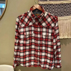 JACHS GIRLFRIEND PLAID FLANNEL BUTTON DOWN SIZE LARGE